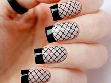 Acrilico Manicure Diseño Blanco y Negro